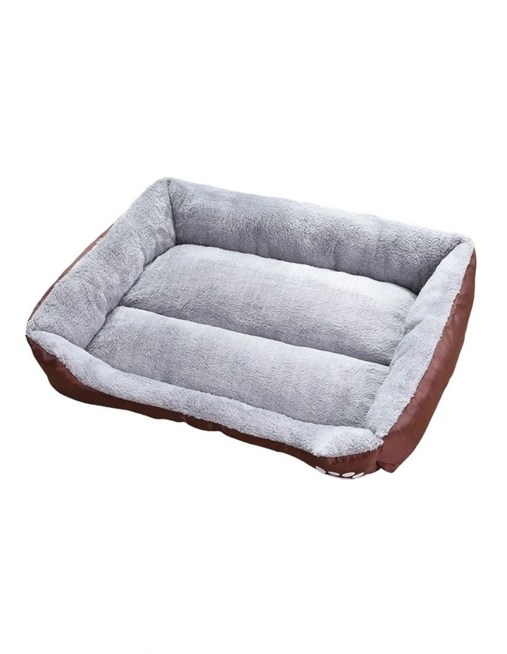 Warm Soft Square Washable Calming Comfy Pet Bed XL in Coffee