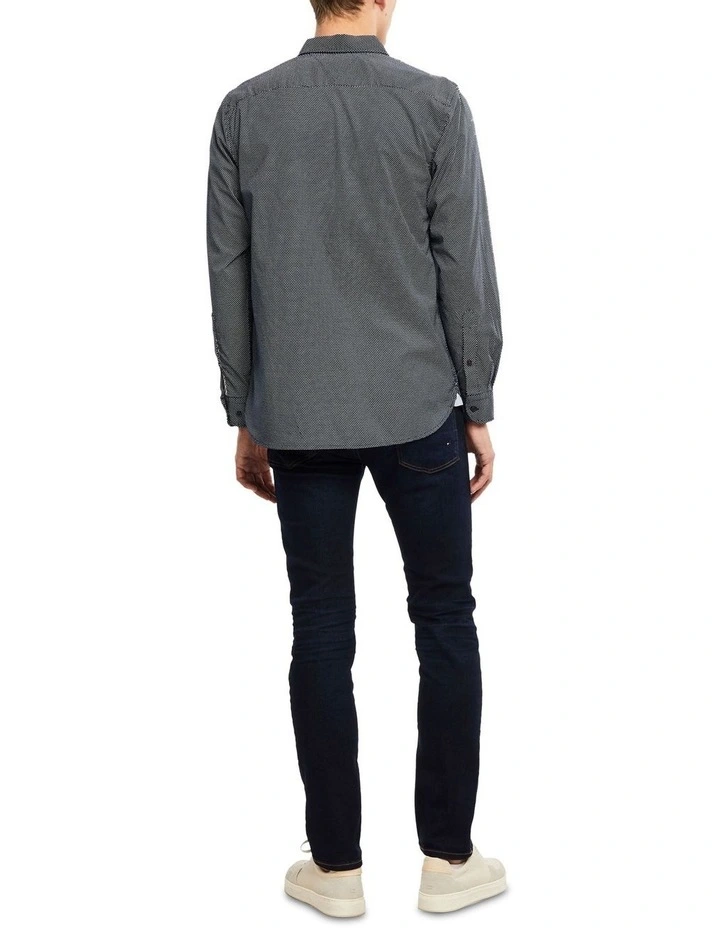 Core Flex Mini Geo Print Long Sleeve Shirt in Blue