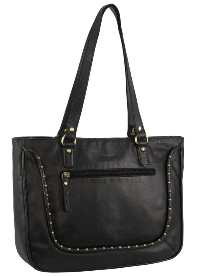 Leather Stud Detail Tote Bag in Black