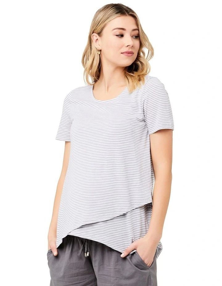 Maison Nursing Tee in Grey/White