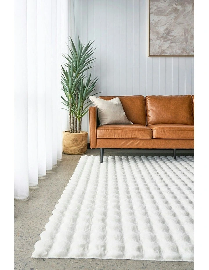Bubble Machine Washable Rug in White
