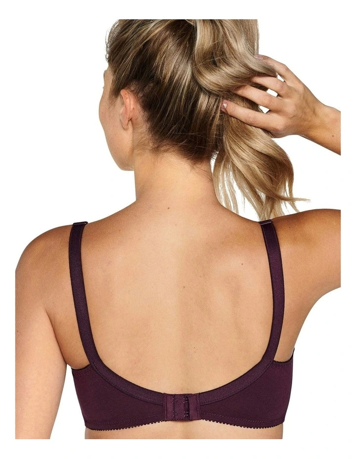 Supportive Soft Cup Wirefree Cotton Bra in Aubergine