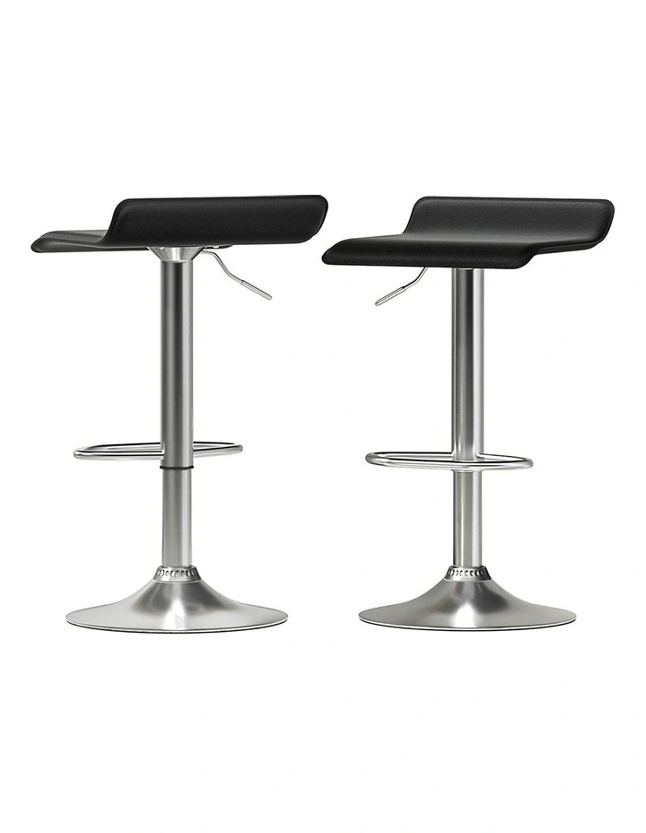 Faux Leather Bar Stools x2 in Black