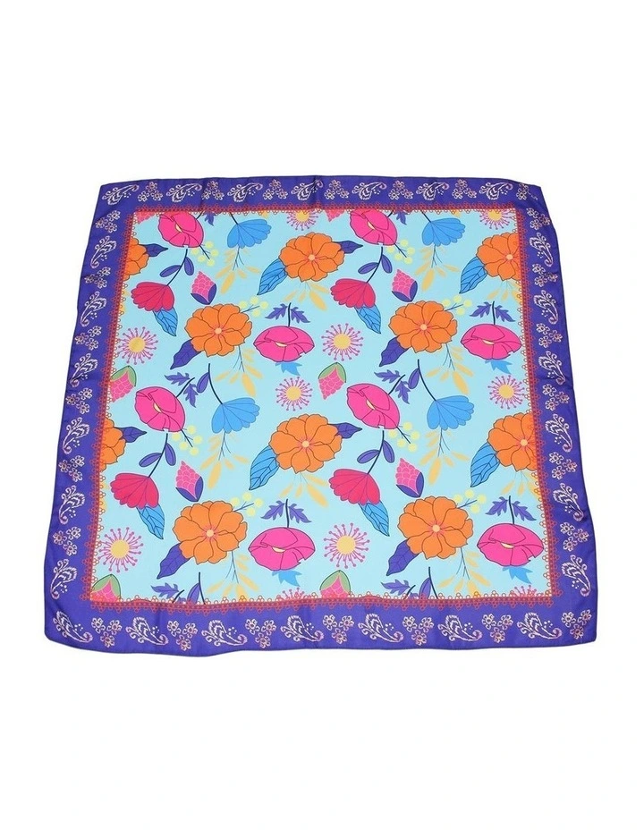 Floreto Large Hair Scarf in Blue