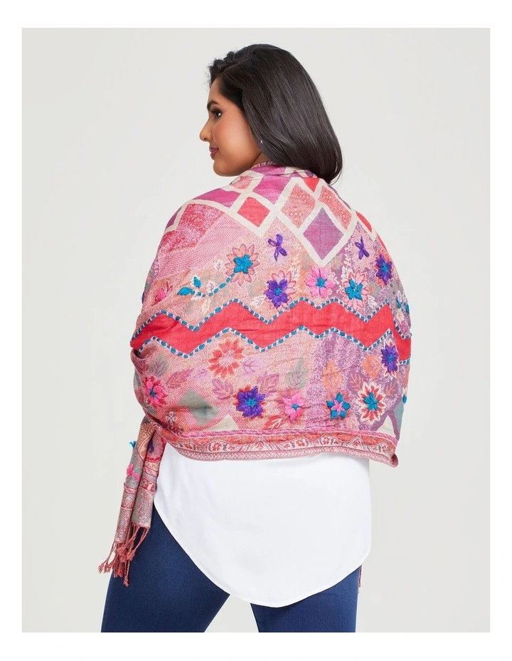 Embroidered Scarf in Multi