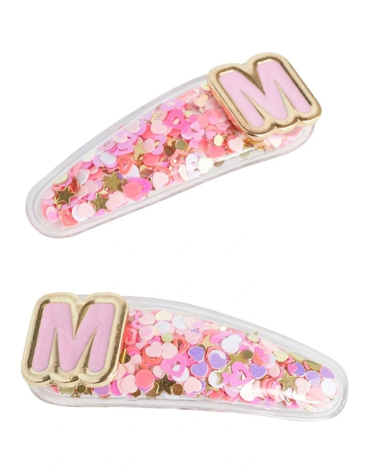 Initial "M" Confetti Snap Clips in Multi