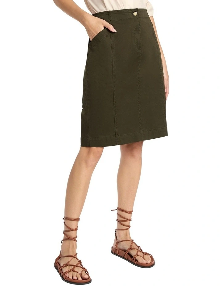 Rhoda Utility Pencil Skirt in Green
