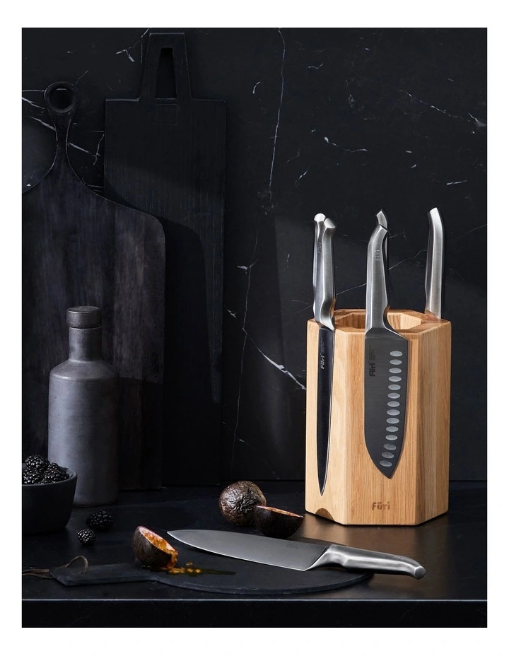 Magnetic Hexagonal 7 Piece Knife Block Set in Stainless Steel