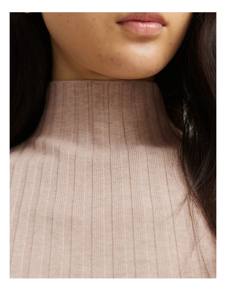 Mock Neck Knit Tank in Nougat Marle