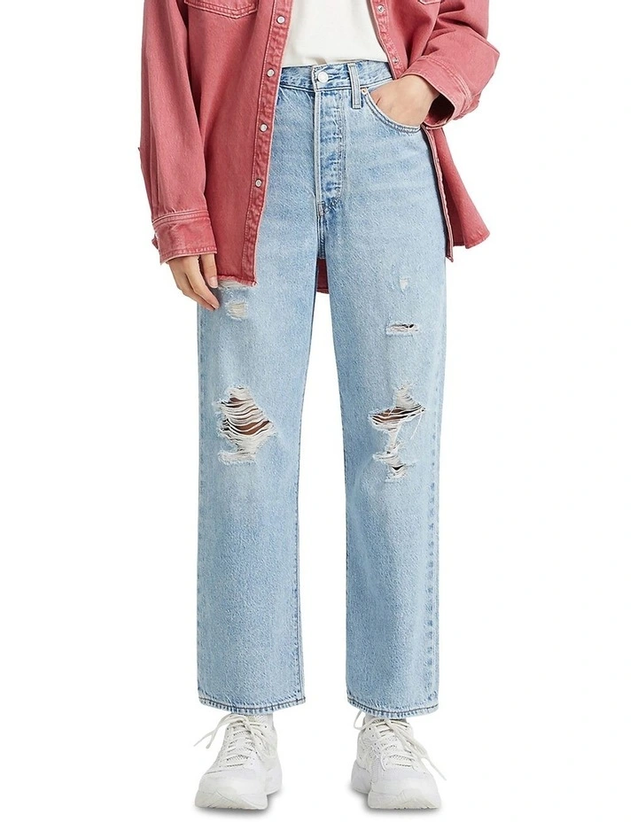 Ribcage Straight Ankle Jeans in Blue