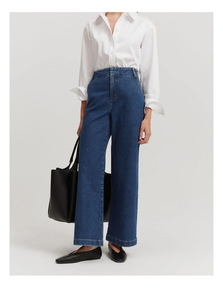 High Rise Wide Leg Jean in Dark Indigo
