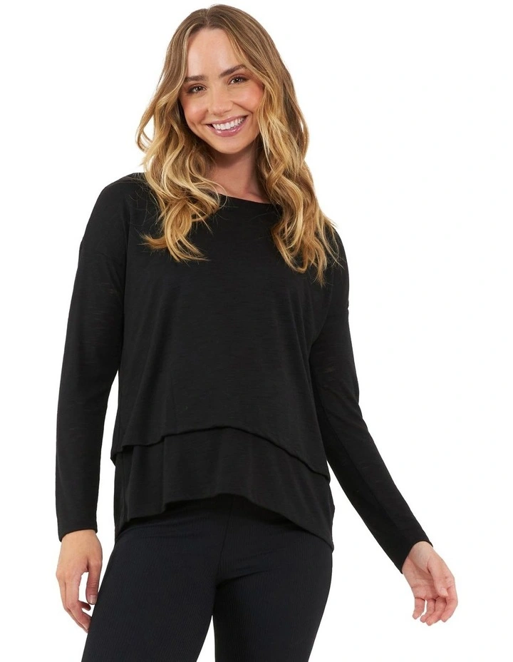 Jazmin Long Sleeve Nursing Top in Black
