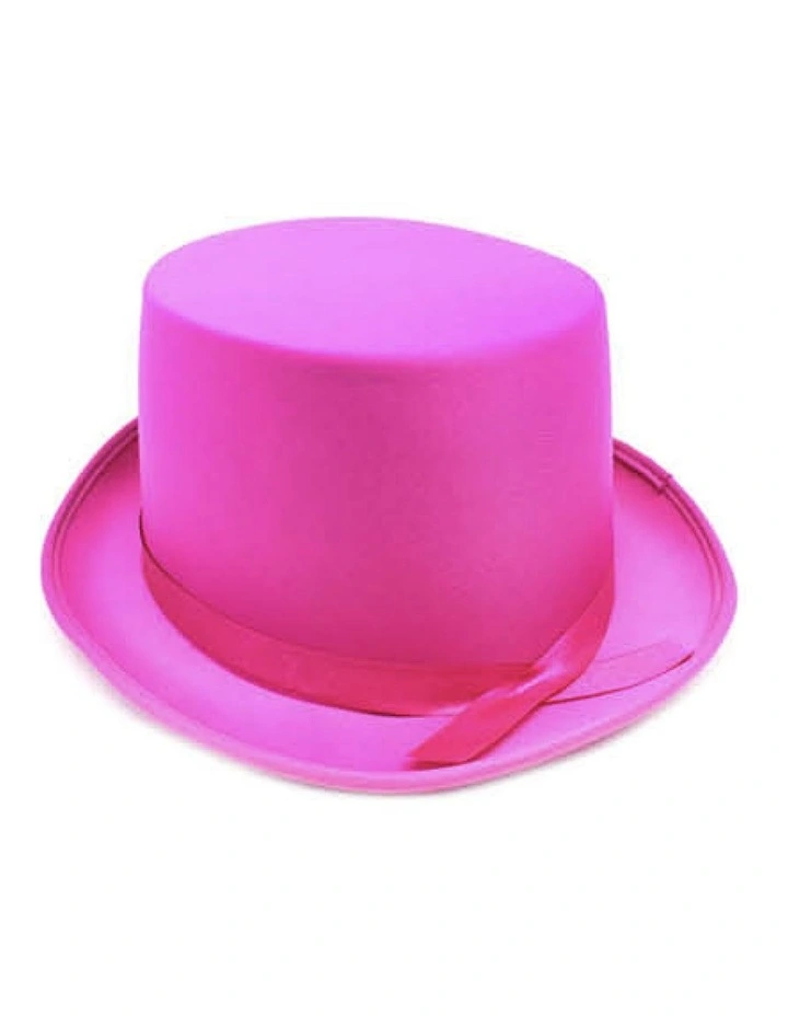Satin Top Hat x2 in Hot Pink