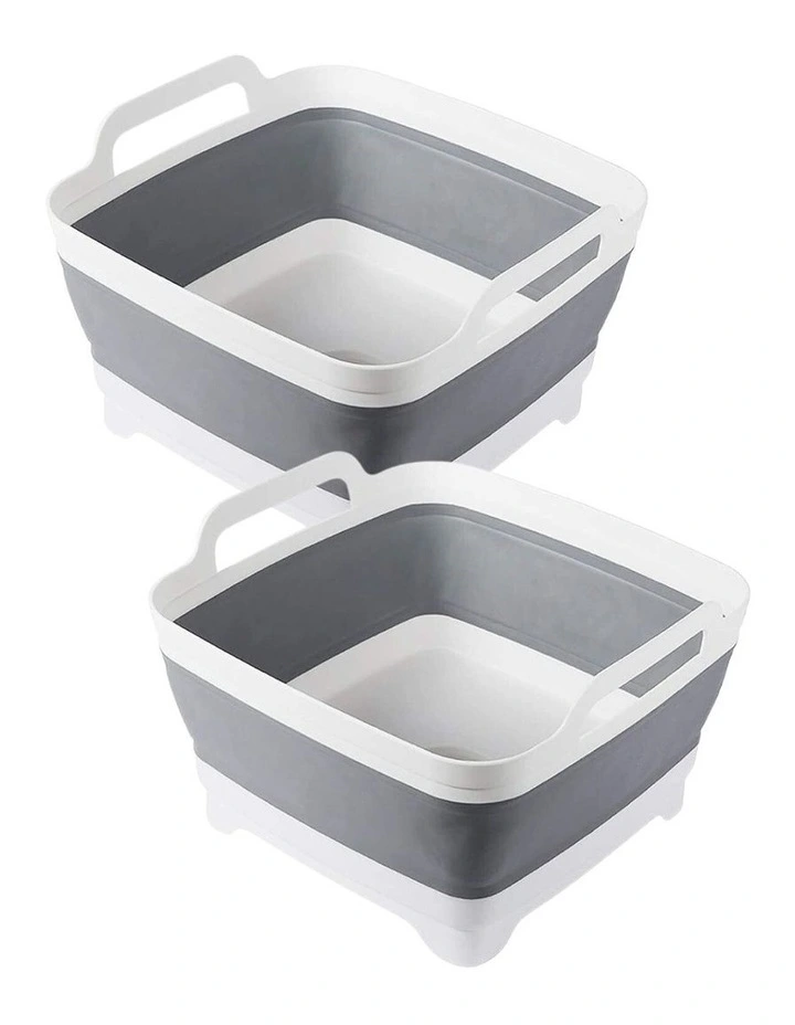 Collapsible Strainer Travel Basket 2 Pack in Grey/White