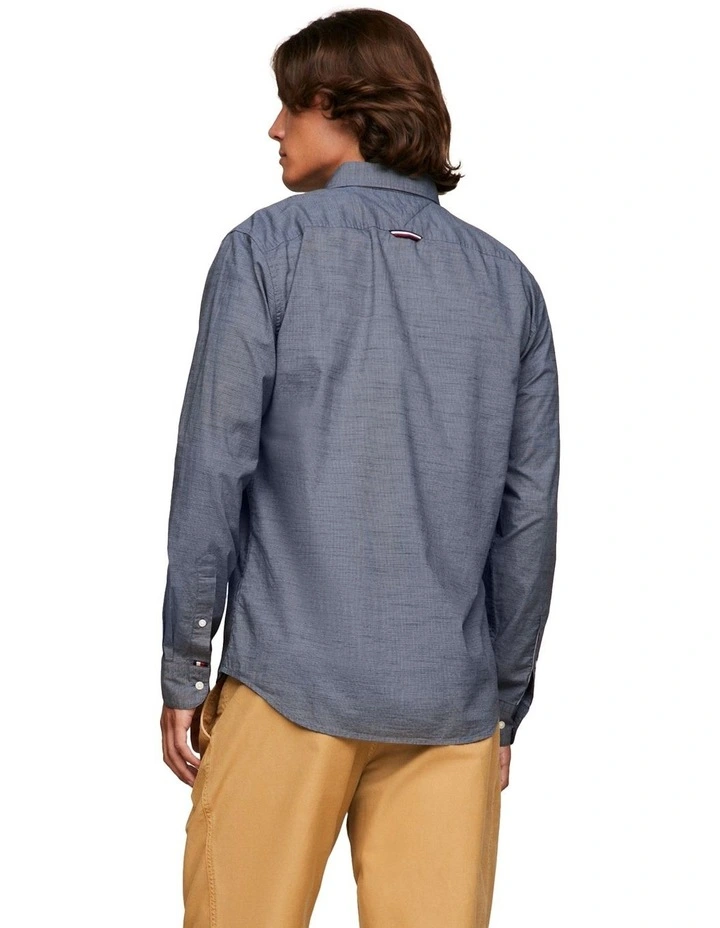 Houndstooth Long Sleeve Shirt in White
