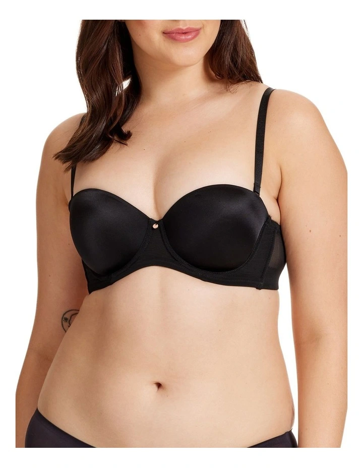 Sheer Support Full Coverage Strapless Bra in Black