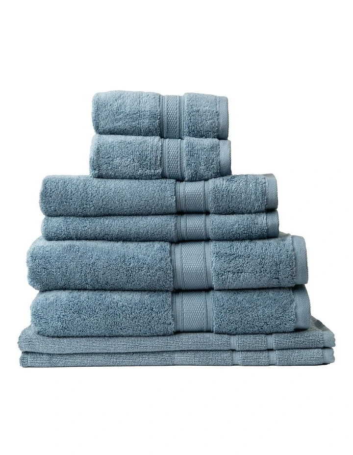 Zero Twist Luxury Plush Towel Set 8 Piece in Denim
