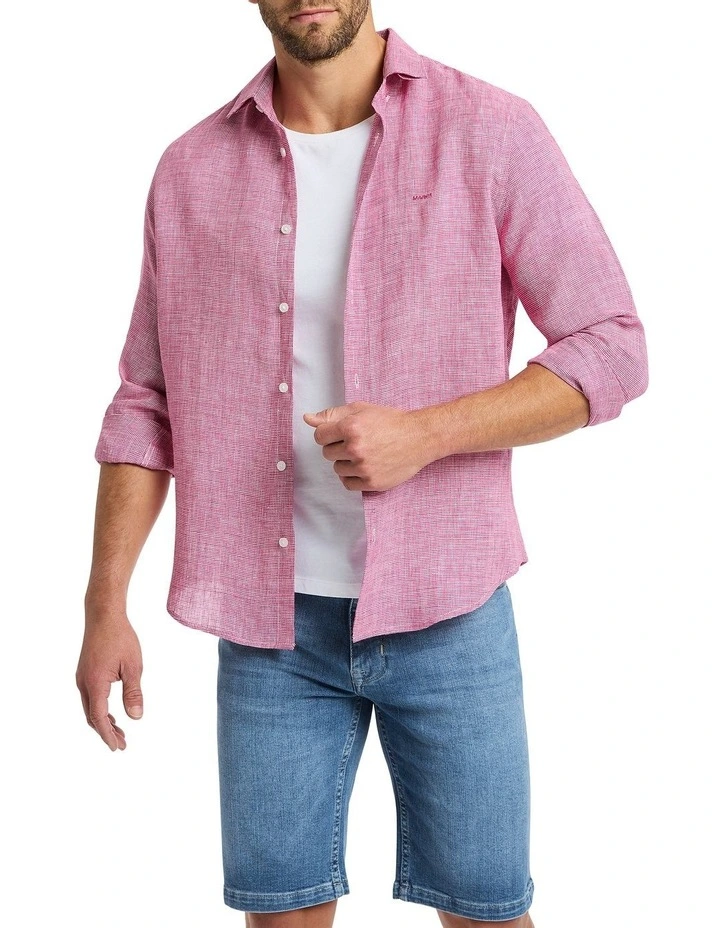 Freddie Linen Shirt in Magenta