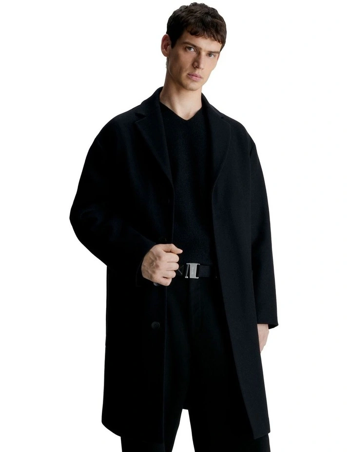 Modern Wool Blend Coat in Black