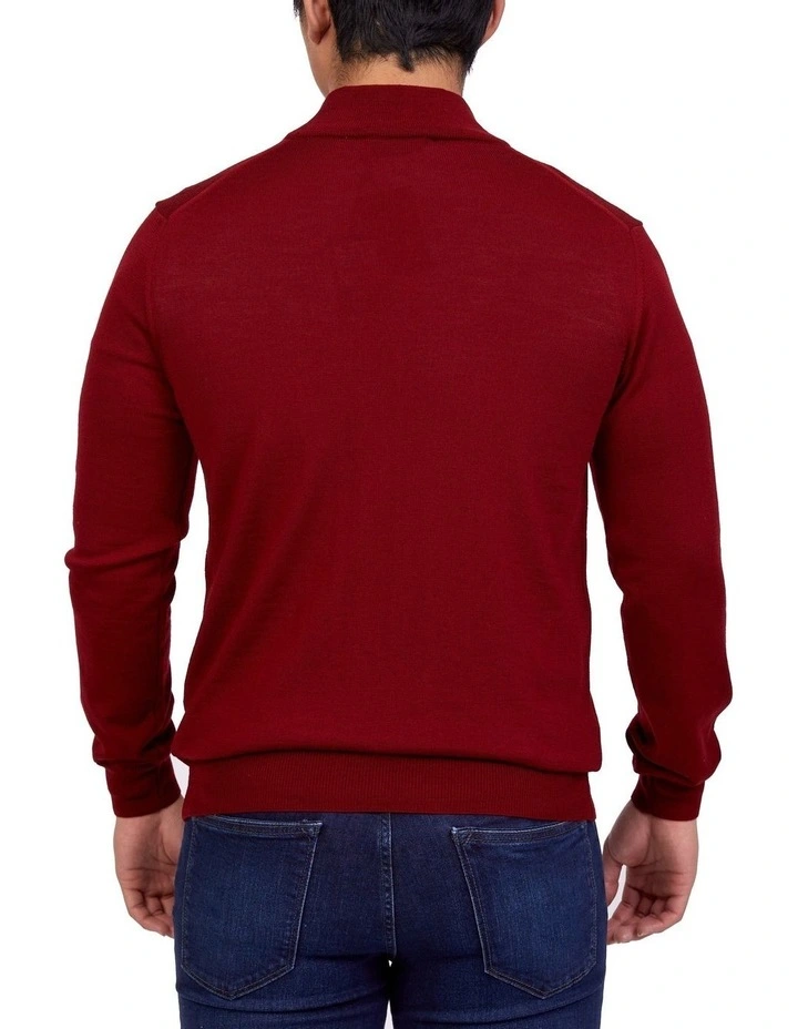 Merino 1/2 Zip Knit In Red