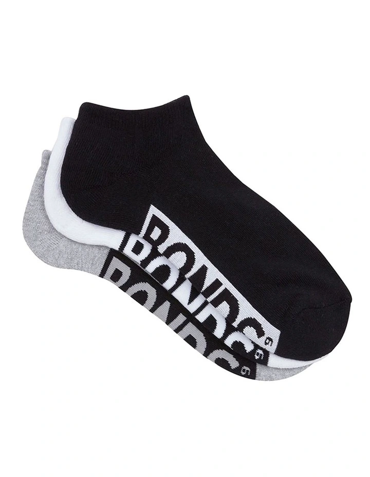 Logo Low Cut Sports Socks 3 Pack in Multi