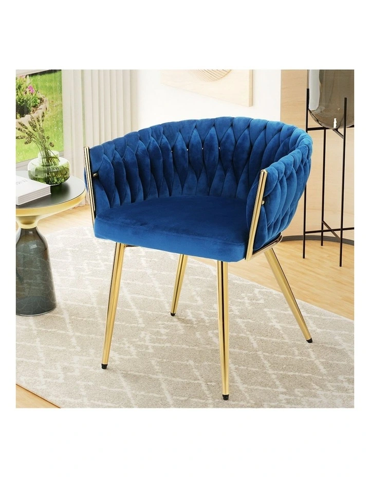 Dining Chair Velvet Weaving Armchair in Blue