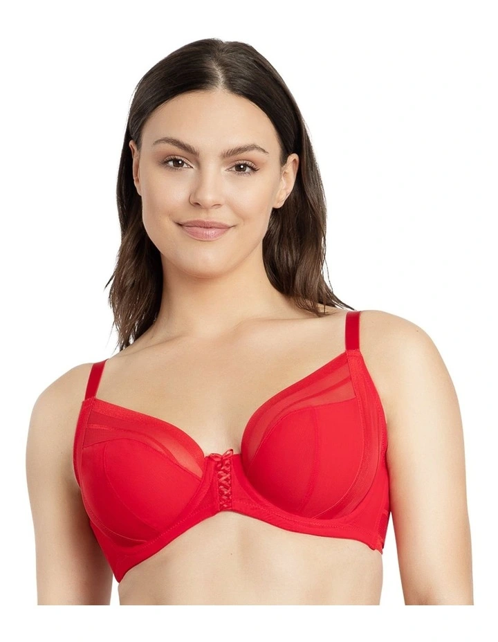 Shea Supportive Full Bust Plunge Bra in Racing red
