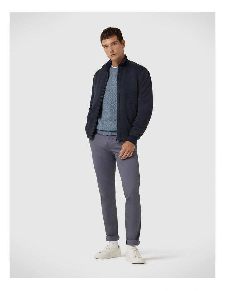 Bomber Jacket With Funnel Neck in Navy