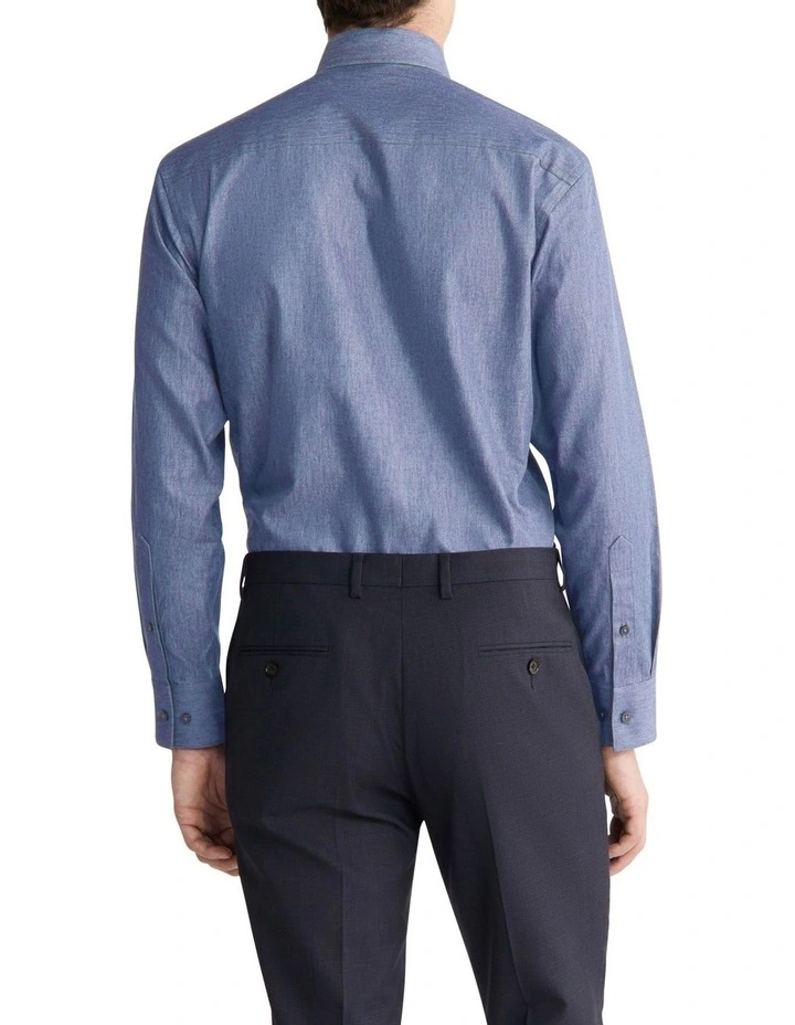 Slim Long Sleeves Shirt in Denim Blue