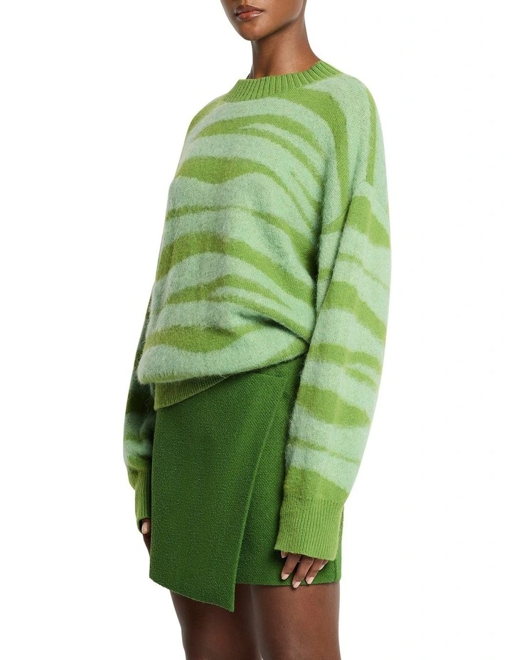 Animal Oversize Knit Jumper in Multi Green