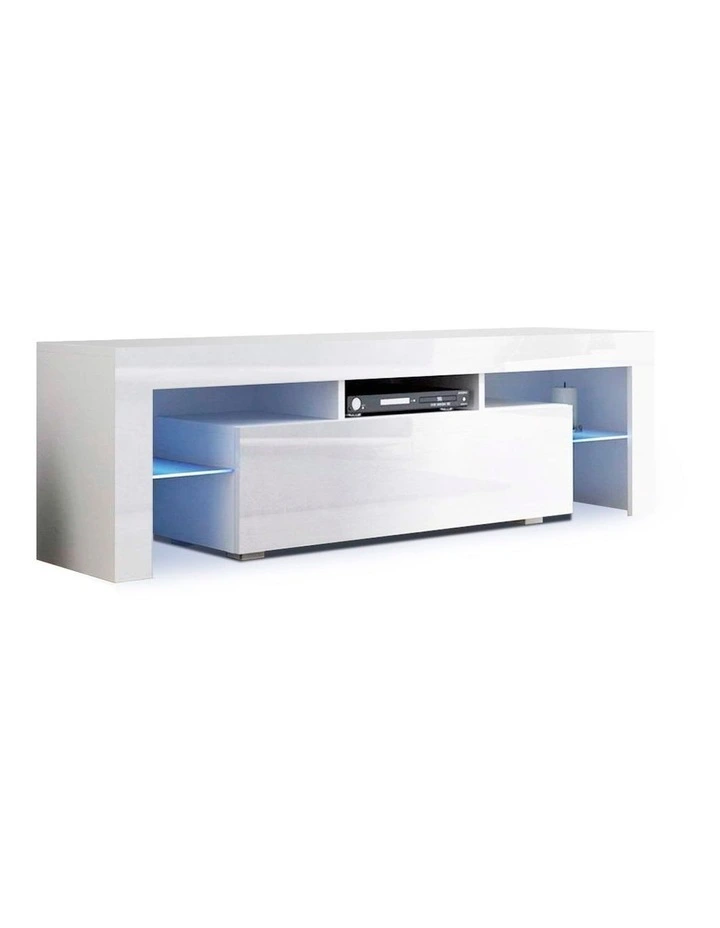 TV Cabinet Entertainment Unit Stand RGB LED in White