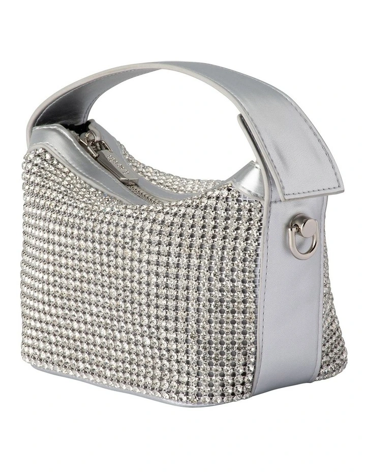 Alexandra Crystal Top Handle Bag in Silver