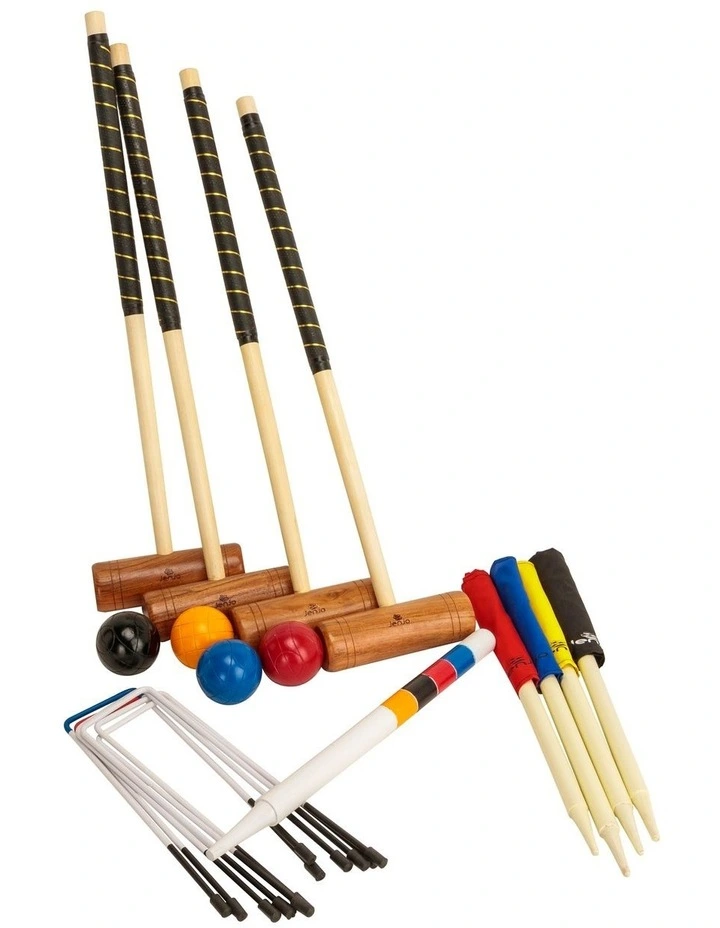 Championship Hardwood Croquet Mallet Set Game 4 Player Set w/Carry Bag
