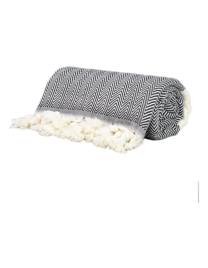 Zigzag Turkish Towel in Black/White