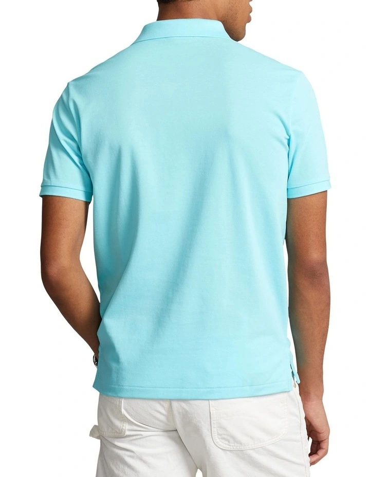 Custom Slim Fit Stretch Mesh Polo Shirt in Aqua
