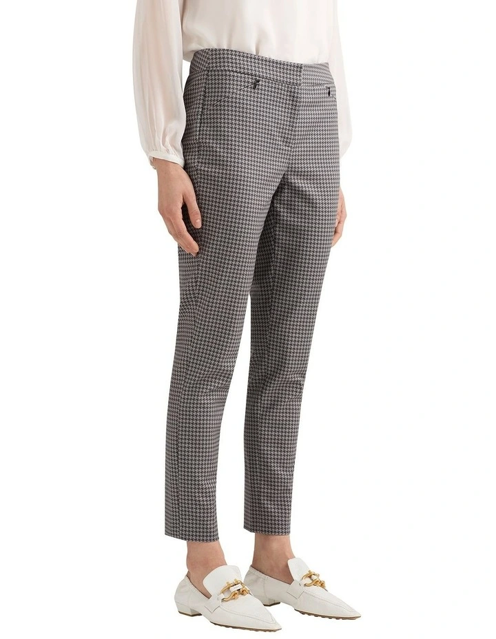 Sarah Dogtooth Cotton Pant in Black