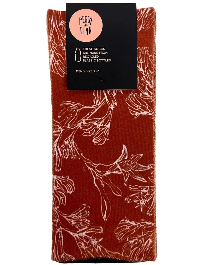 Recycled Polyester Kangaroo Paw Socks in Burnt Orange