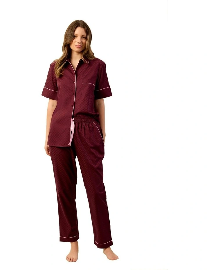 Bordeaux Pyjama Set Short in Wine