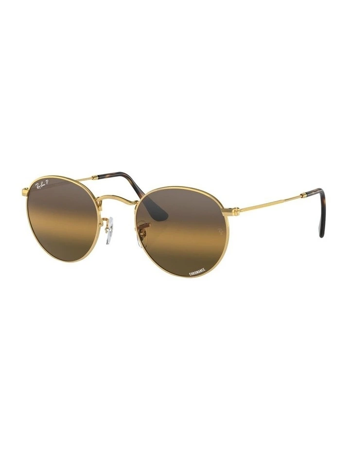 Round Metal Chromance Polarised Sunglasses in Gold