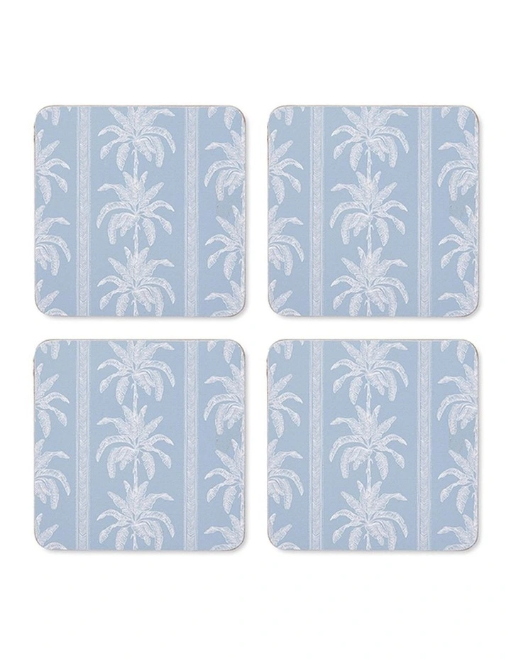 Banana Tree Square Coaster Set of 4 in Blue