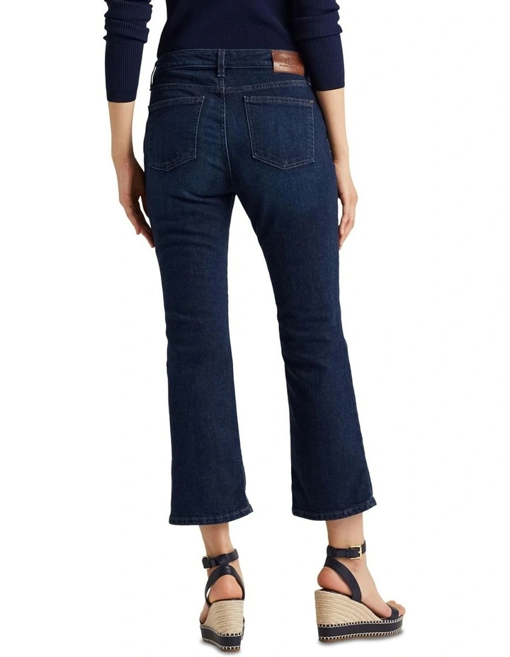 Mid-Rise Crop Flare Jeans in Blue