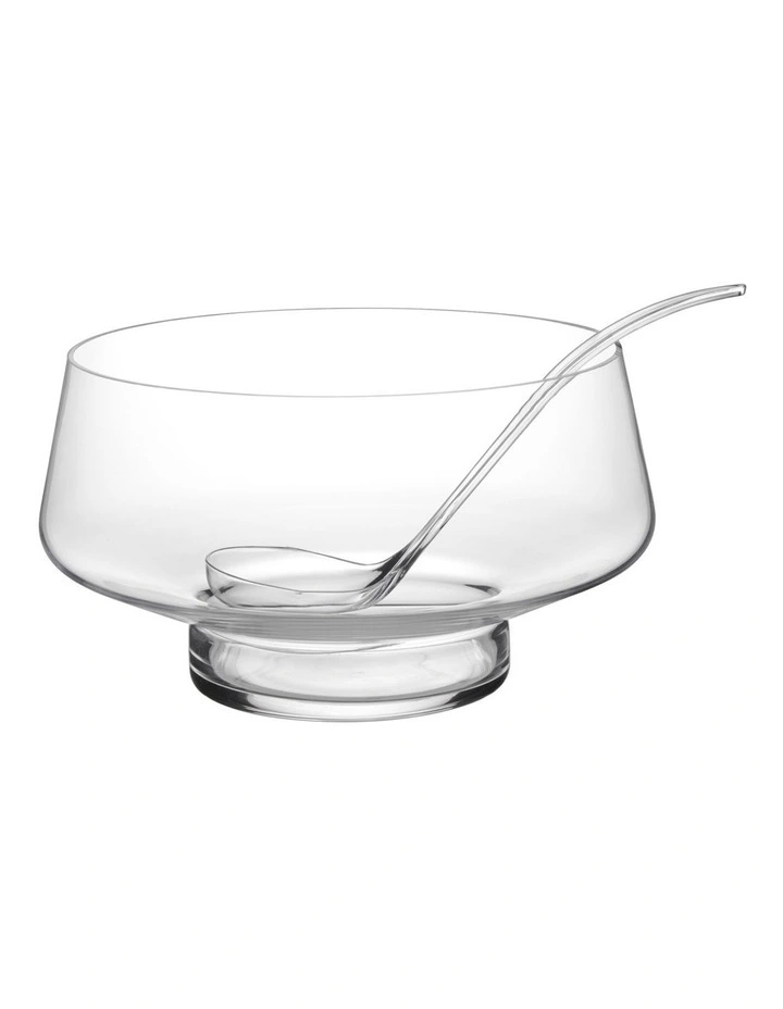 Diamante Footed Punch Bowl Set 8.5L 7 Piece in Clear