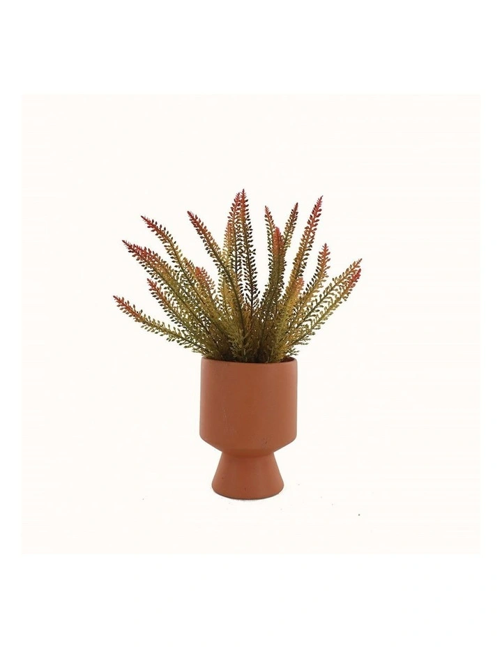 Artifical Fern Plant in Ceramic Vase in Green/White