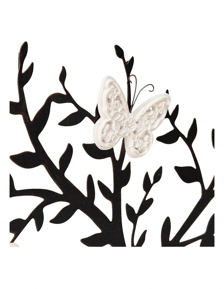 Family Tree of Life and Butterflies Sign Wall Art in Black