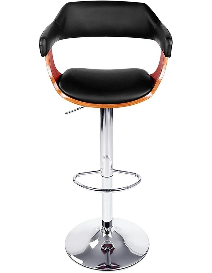 Kitchen Wooden Leather Bar Stools x2 in Black