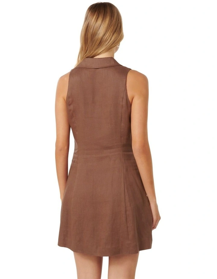 Aletta Button Front Mini Dress in Brown