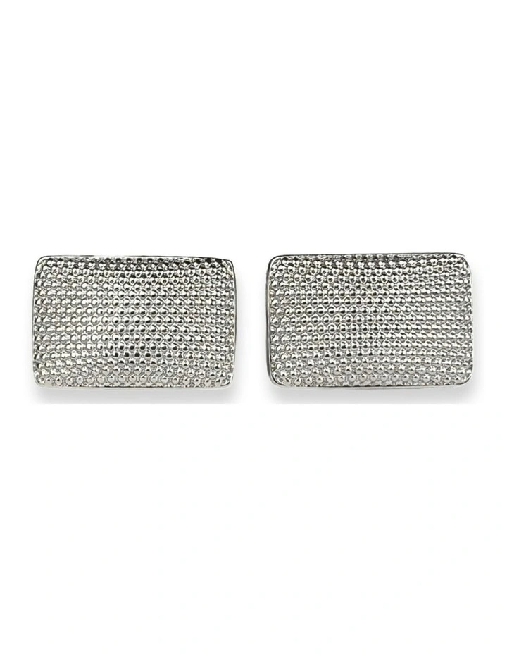 Smooth Texture Rectangle Cufflink in Silver