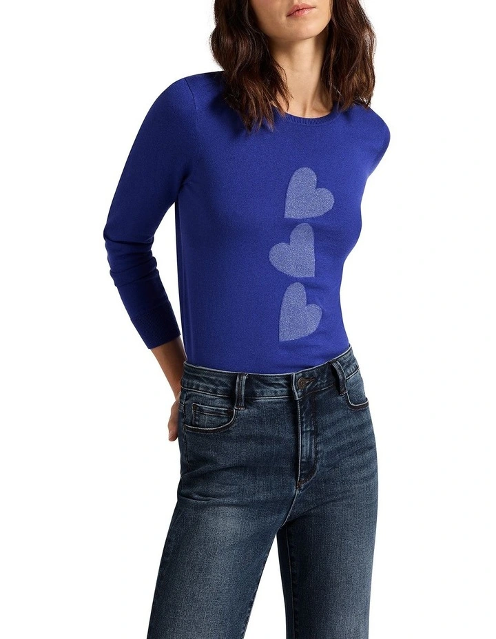 Heart Time Lover CSC Knit Top in Ultramarine Melange