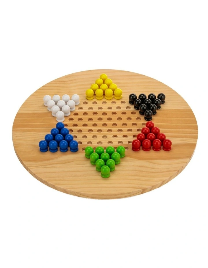 Wooden Giant Chinese Checkers & Solitare Game 60cm Diameter