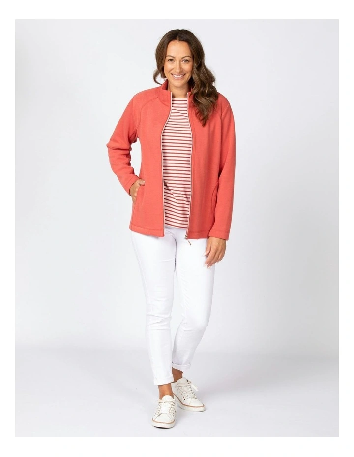 Haven French Rib Zip Up Jacket in Rust